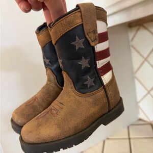 Brown and Blue Kids Boots with Stars